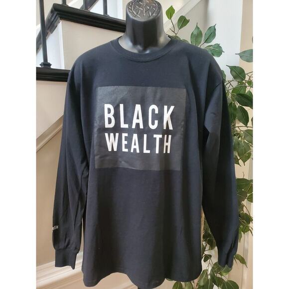 Swarthy Mystic Mens Black Regular Fit Long Sleeve Crew Neck Black Wealth Shirt - Picture 1 of 9